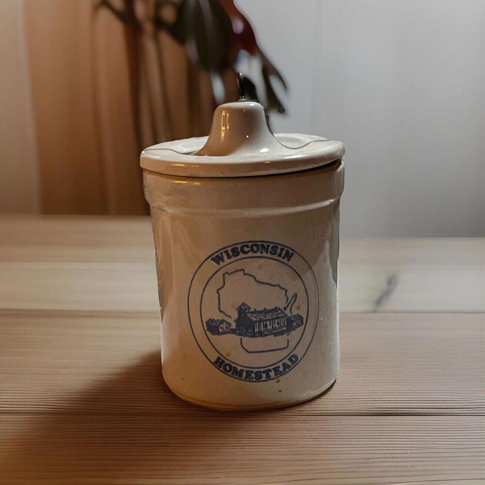 Vintage Wisconsin Homestead Cheese Stoneware Crock‎